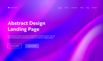Purple Abstract Wavy Shape Landing Page Background. Futuristic Digital Motion Gradient Pattern Template. Liquid Soft Neon Wallpaper Backdrop for Website Web Page. Flat Cartoon Vector Illustration