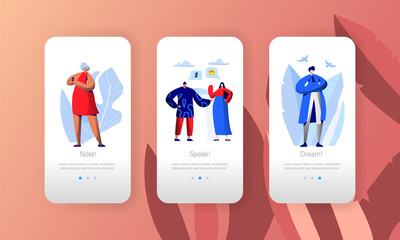 Social Media Network Business Profile Character Mobile App Page Onboard Screen Set. People Comment Digital Blog. Community Connection Idea Concept Website or Web Page. Flat Cartoon Vector Illustration