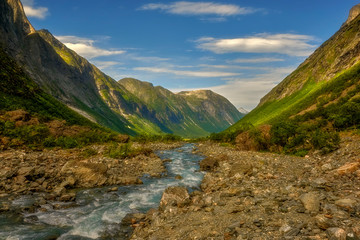 Fototapeta na wymiar Norwegian landscape around Trollstigen in Norway
