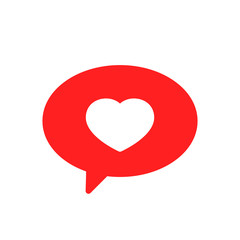 Heart in speech bubble icon. Vector illustration