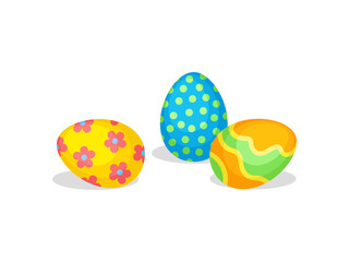 Fototapeta na wymiar Cute eggs with ornaments. Traditional treats for Easter. Spring holiday. Flat vector design