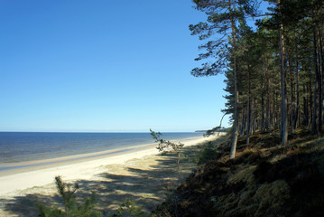 Spring in Latvia. Wild deserted beaches of the Baltic Sea.