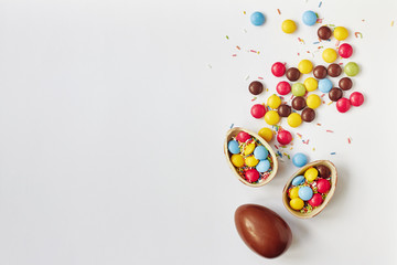 Fototapeta na wymiar Chocolate Easter eggs on white background
