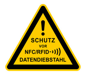 Obraz premium wso438 WarnSchildOrange - german text - Schutz vor NFC / RFID Datendiebstahl (security sign) - xxl g7168