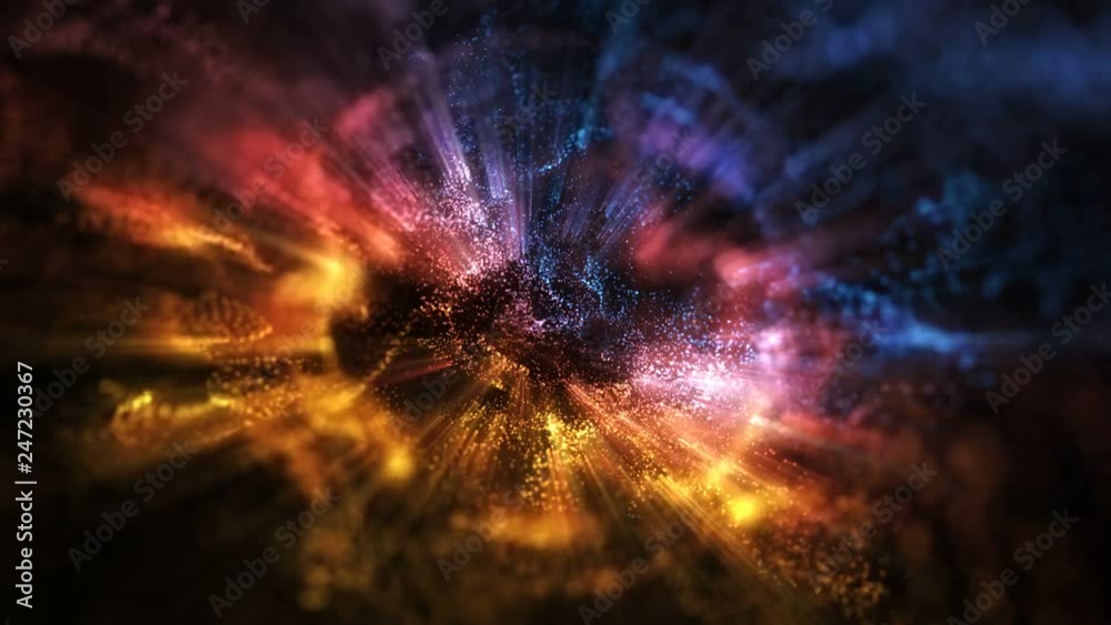 Wall mural 4k abstract motion background animation shining particles stars sparks and magic dust forming in spa