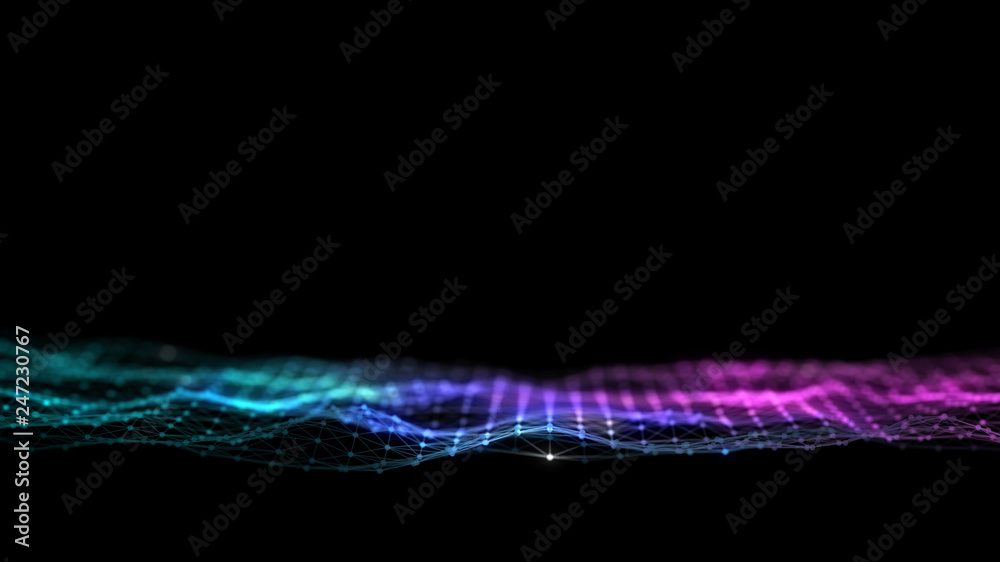 Poster 3d abstract digital technology background. futuristic sci-fi user interface concept with gradient do