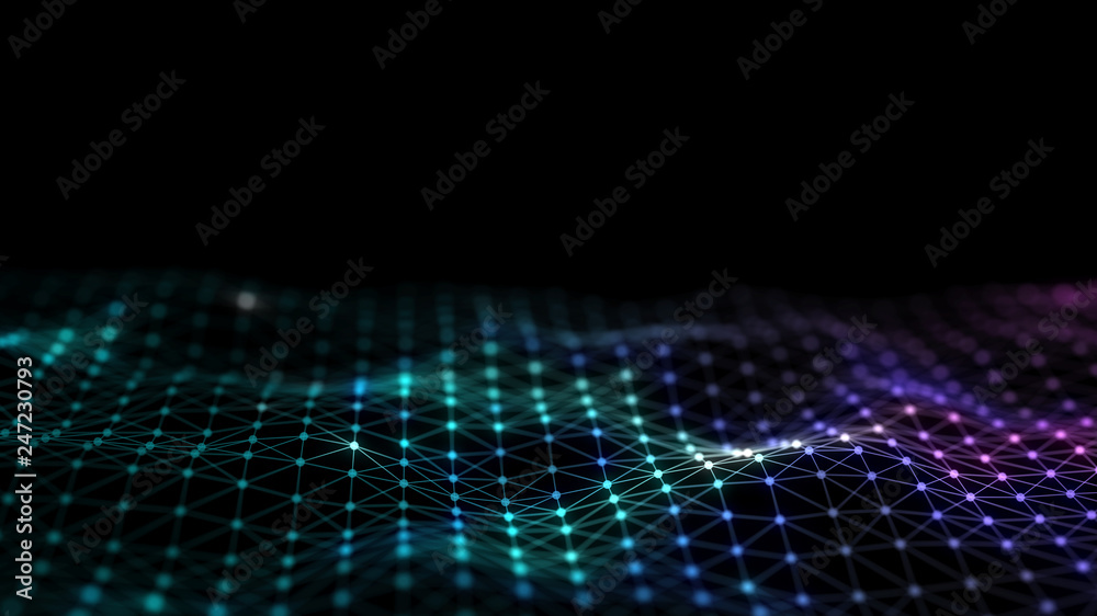 Poster 3d abstract digital technology background. futuristic sci-fi user interface concept with gradient do