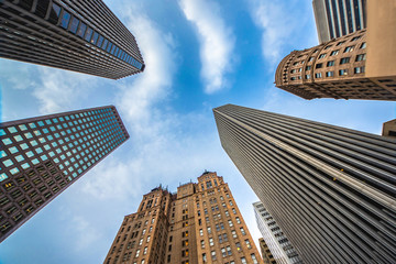 Highrises in San Francisco's Financial District, look up view