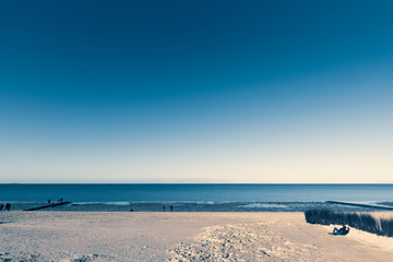 wintry beach scene at the north sea