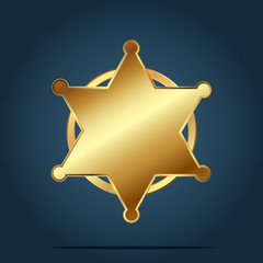 Blank template of golden six star badge. Vector Illustration