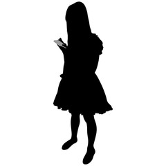 girl in beautiful dress with phone