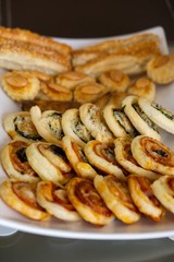 Salty pizza and cheese cakes. Slovakia