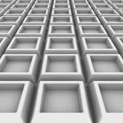 Abstract corrugated surface of white material. 3D illustration.