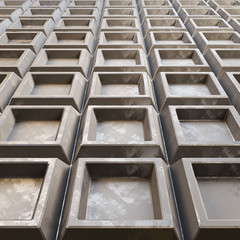 Surface made of metal. Silver grooved surface. 3D illustration.