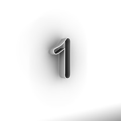 Design numbers one on a white background. 3D illustration.