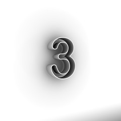 Naklejka premium Design numbers three on a white background. 3D illustration.