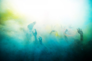 Young, decorated people participate in the Holi festival of colors in Vladivostok. Holi, also known as Phagwah and the Paint Festival, is an annual Hindu festival of spring.