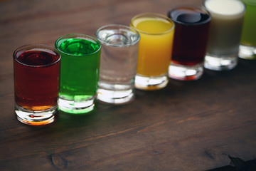 alcohol shot glass table