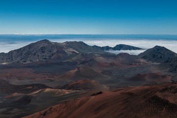 Bautiful volcano valley with hills and mountains in Big Island, Hawaii