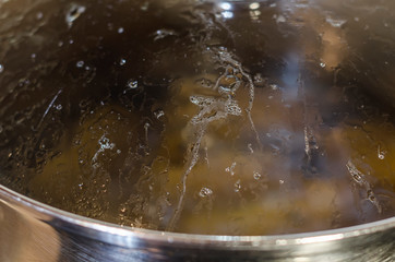 Pan with lid on the stove