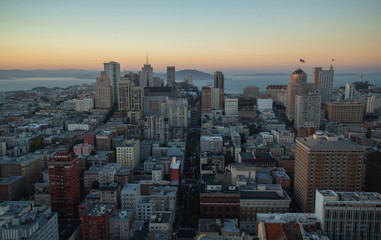 Beautiful view of business center in downtown San Francisco
