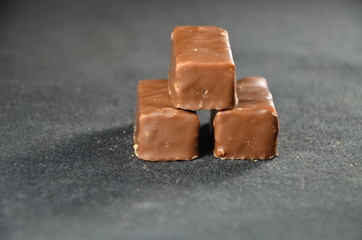 pieces of chocolate on white background