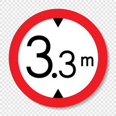 Symbol height limit sign on transparent background