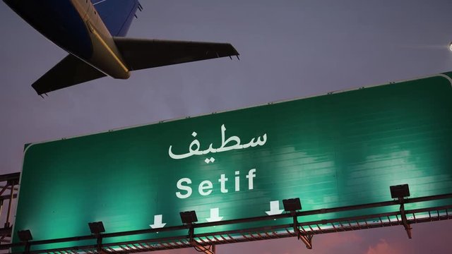 Airplane Take off Setif during a wonderful sunrise