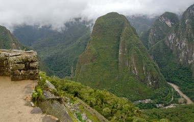 Naklejka premium Rainy day in Macchu Picchu, Peru