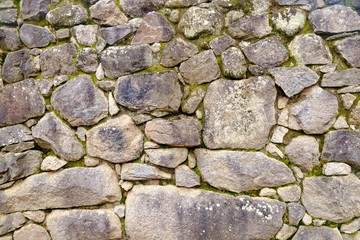 Inca wall in the old ruins in Peru