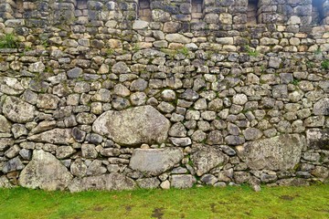 Inca wall in the old ruins in Peru