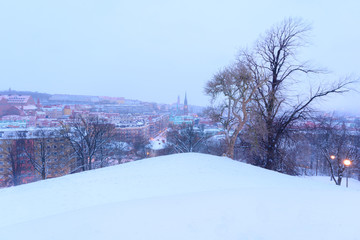 City of gothenburg covered in Thick fresh Snow,Sweden