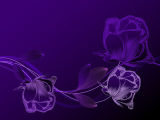 Rich luxurious rich purple pattern with rose flowers