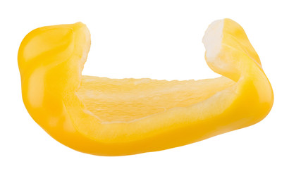 Fototapeta na wymiar yellow pepper slice isolated on a white background