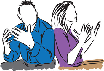 couple discussing man and woman illustration