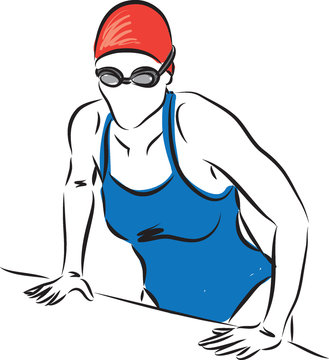 professional swimmer woman getting out of the pool