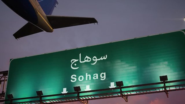Airplane Take off Sohag during a wonderful sunrise