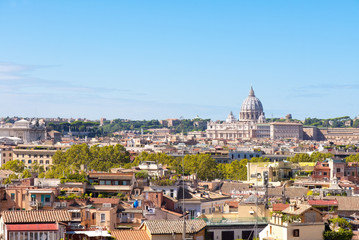 Fototapeta na wymiar Aerial view of Rome with Saint Peter Basilica 