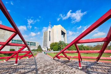 Monterrey, Mexico-11 December, 2018: Monterrey, Landmark Macroplaza (La Gran Plaza) square in historic city center, the seventh largest plaza in the world © eskystudio