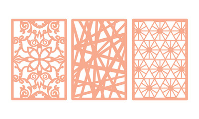 Laser cut ornamental panels template set with swirls pattern