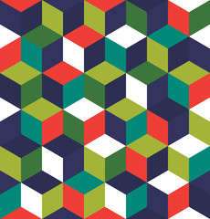 Obraz premium Seamless pattern of colored cubes. Endless multicolored cubic background. Cube pattern. Cube vector. Cube background. Abstract seamless background with cube decoration.