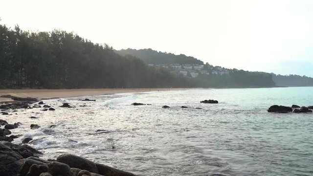 Background beach sky,Nai Thon Beach,Bright in Phuket Thailand,Morning light.