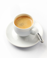 Cup of coffee isolated on white background. Copy space.