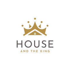 King Queen Crown with Golden House for Real Estate or Home Loan Business logo design