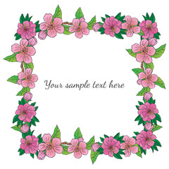 Vector apple blossom frame, isolated on white background 2