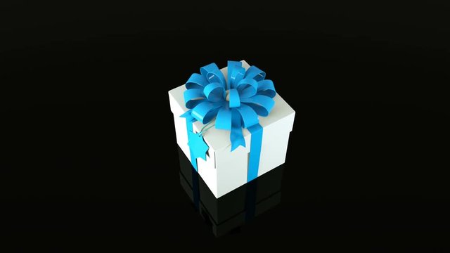 Gift box with ribbon and bow, 3d rendering background for holiday, festive, celebratory creative, computer generated