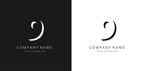 9 logo numbers modern black and white design	