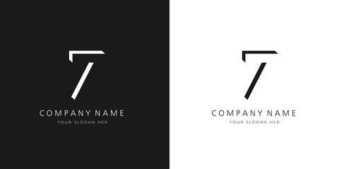 7 logo numbers modern black and white design	 - obrazy, fototapety, plakaty