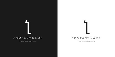 1 logo numbers modern black and white design	 - obrazy, fototapety, plakaty