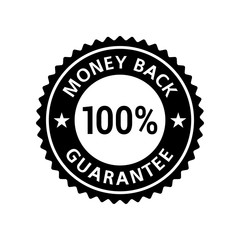 Money Back Guarantee icon sticker badge label black flat vector EPS 10